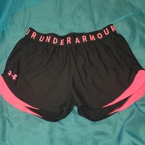 Under Armour Women's Black and Pink Shorts